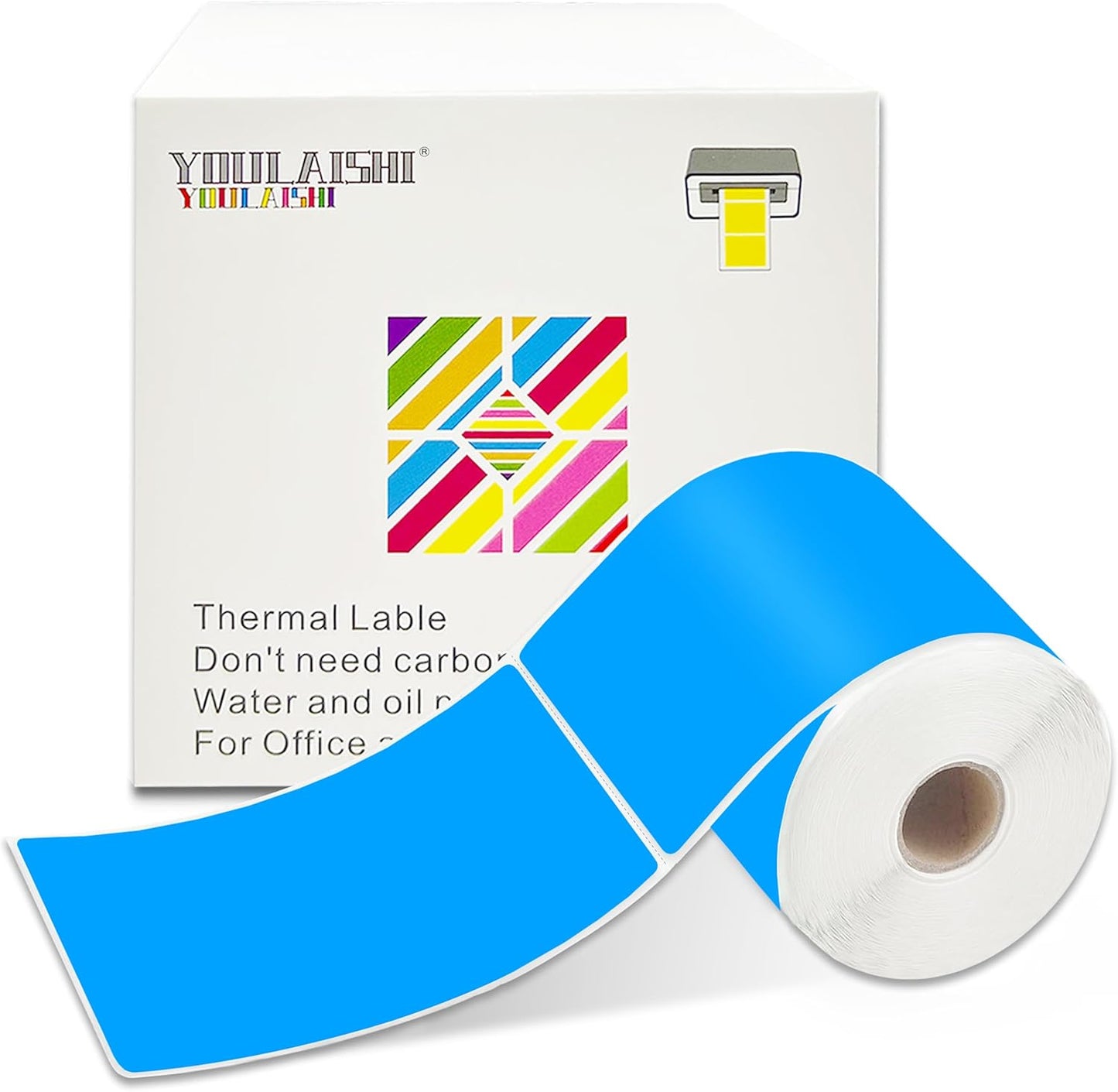 3 X 5 Inch Printable Rectangle Color Coding Labels, 300 Per Roll Adhesive Color Coding Stickers for Bar-Codes, Address, Small Business Labeling, Inventory, Fluorescent Blue