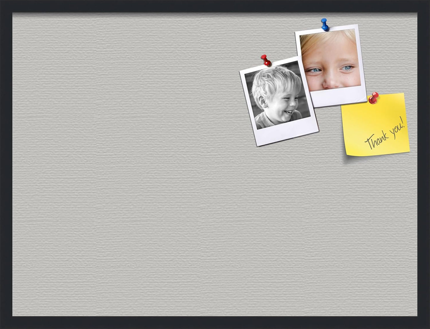 PinPix 32x24 Inch Cork Bulletin Board. This Decorative Framed Pin Board Comes with Light Stone Design and a Satin Black Frame. Ideal for Home Office Decor or Message Board (PinPix-1809)