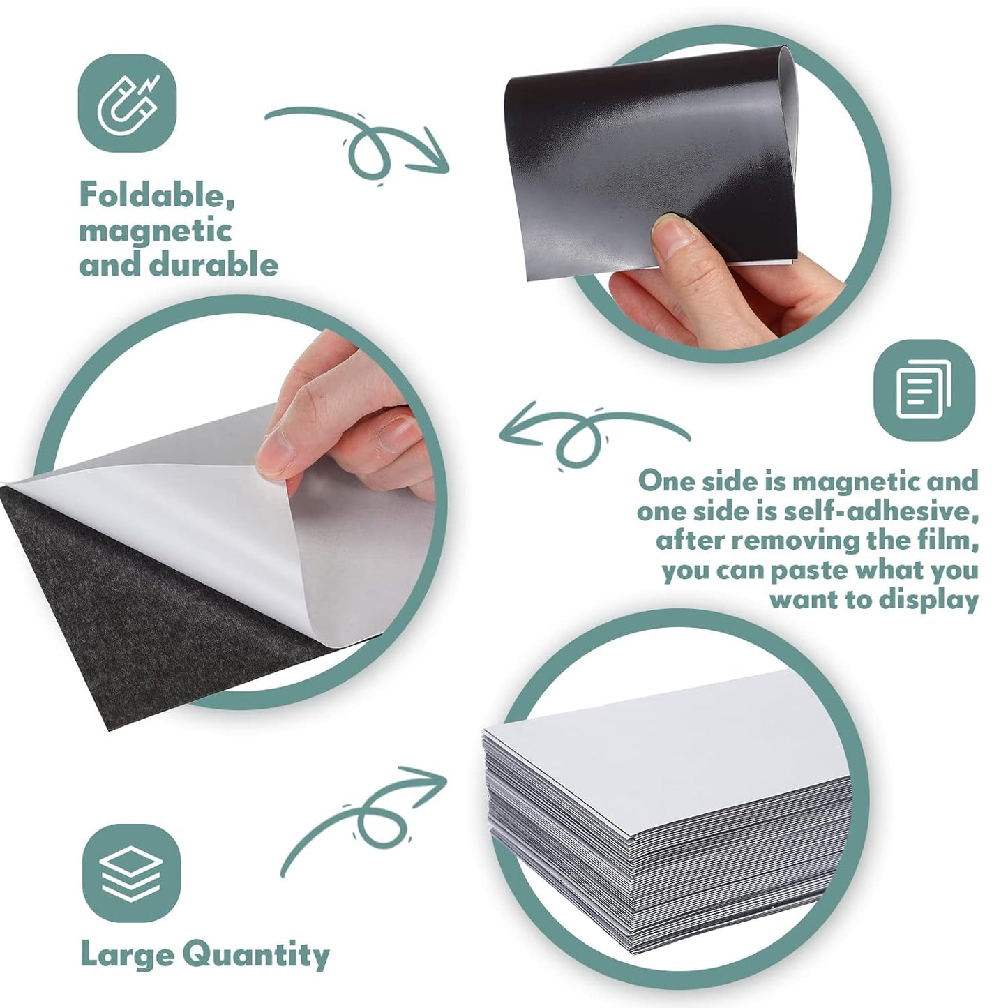 Macarrie 4 x 6 Adhesive Magnetic Sheets with Adhesive Backing Cuttable Magnetic Paper Stickers Flexible Peel and Stick for Picture Crafts Die Storage Photos(96 Pcs)