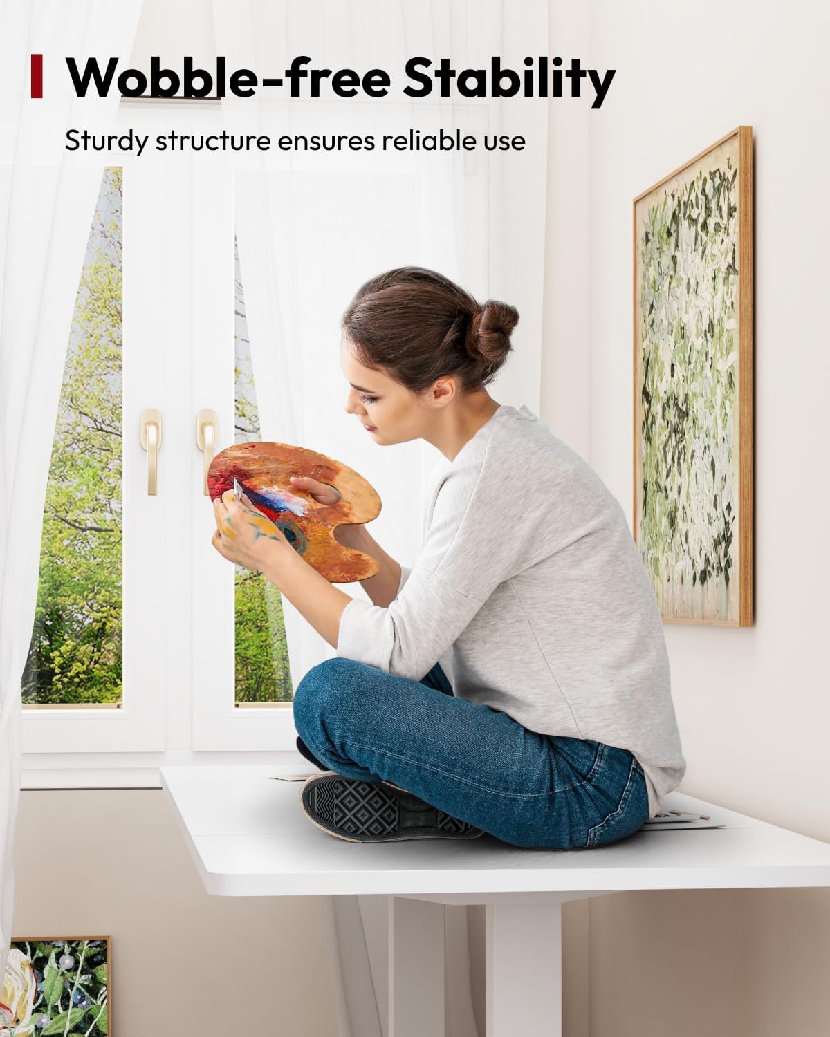 SANODESK Standing Desk Height Adjustable Electric Stand up Desk 63x28 Inches Sit Stand Home Office with Splice Board, White Frame/White Top