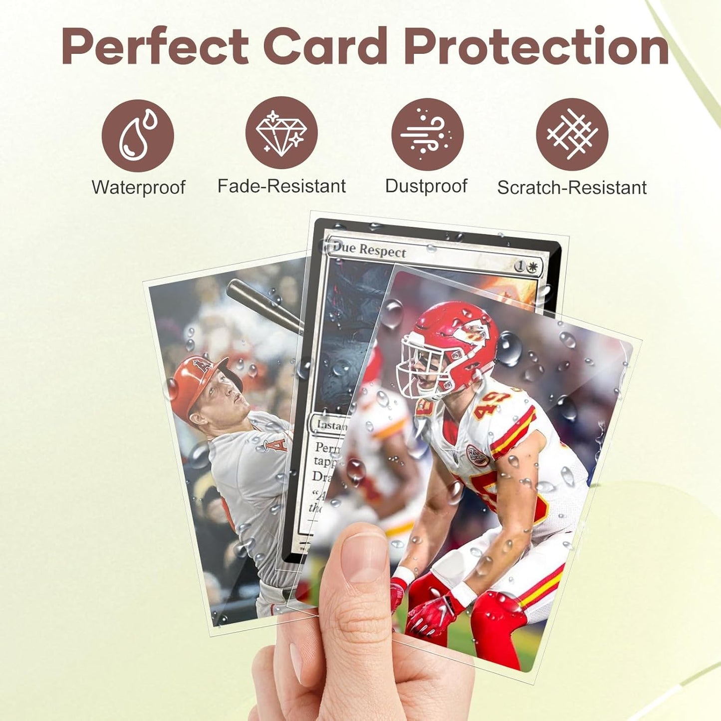 Mlikero 100 Count Card Sleeves, Clear Soft Trading Card Sleeves, Polypropylene (PP), Fit for MTG, TCG, Baseball, Football, Game Cards