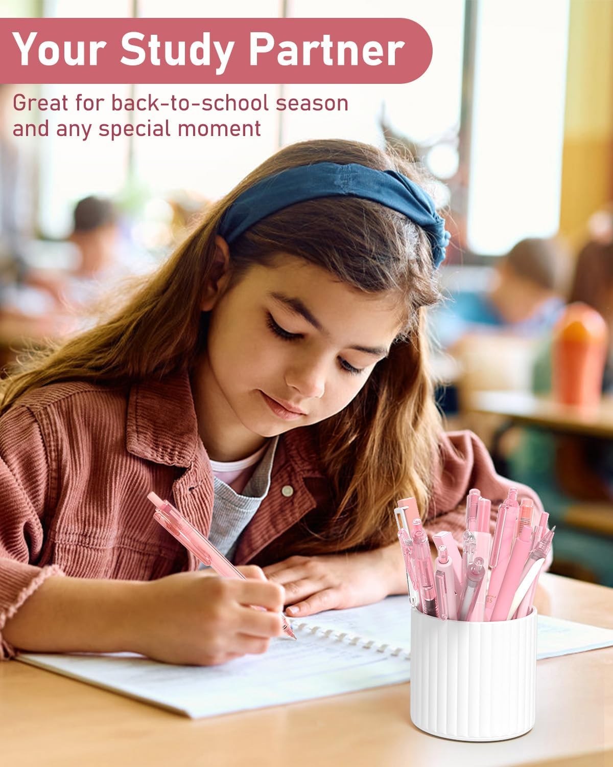 Four Candies 14Pack Pastel Gel Ink Pen Set,Cute Retractable 0.5mm Fine Point Pen,Note Taking Aesthetic Pens,12 Pack Black Ink Pens with 2Pack Highlighter, Smooth Writing Pens for School, Office(Green)