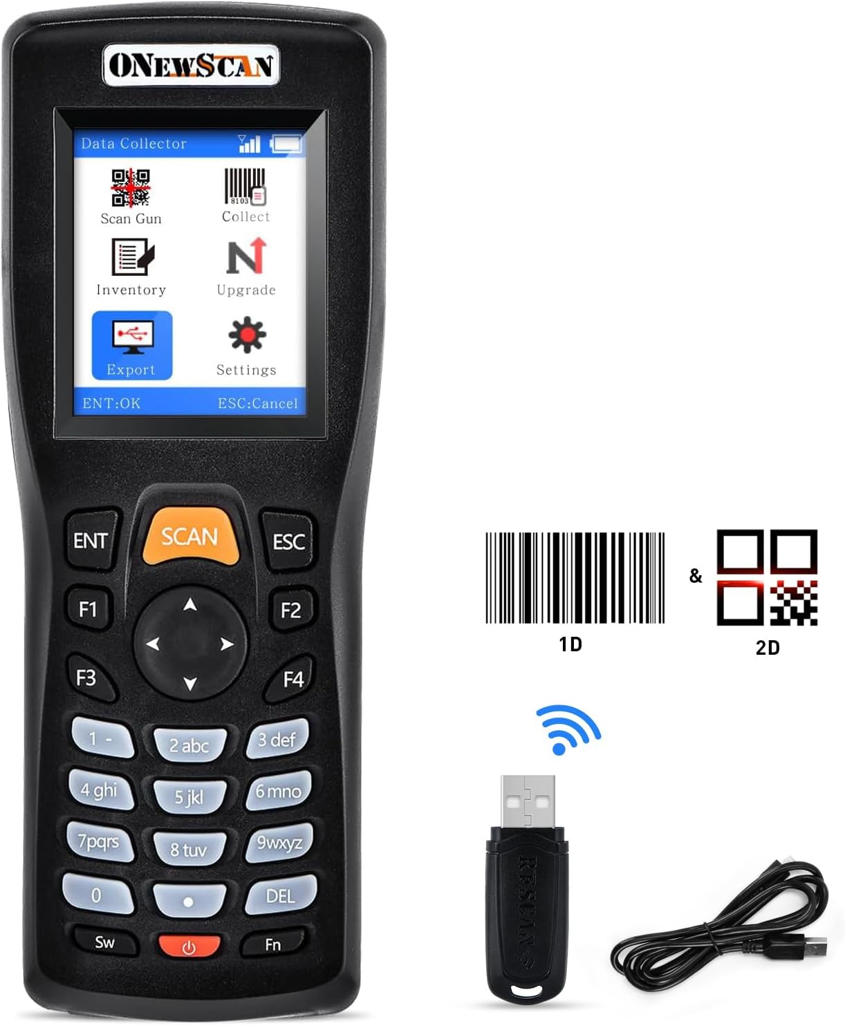Inventory Scanner, Wireless Barcode Scanner 1D&2D&PDF417 Portable Handheld QR Barcode Reader for Collector Data Terminal Inventory Device with 2.2 Inch TFT Color Screen