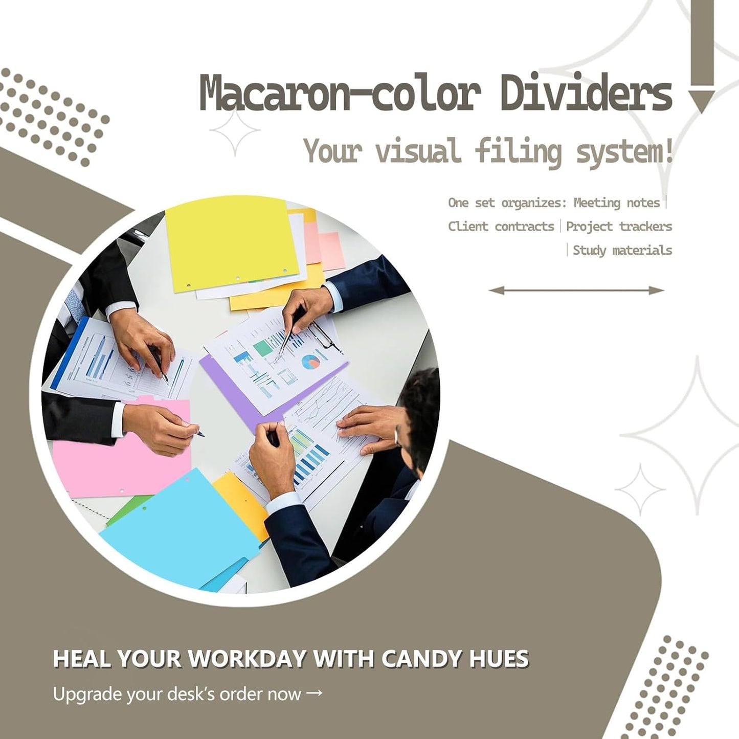 8-tabs 6 Set Binder Dividers with Tabs,Plastic Index with Label,Colorful Dividers for 3 Ring Binder (48)