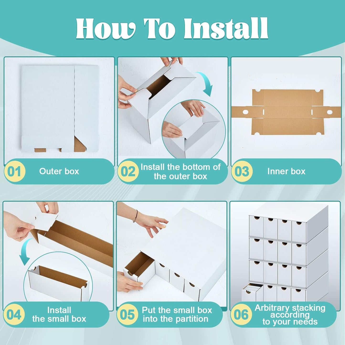 Cholemy Trading Card Storage Box 15000+ with 70 Cardboard Storage Divider, Label Sticker for Collection Compatible with TCG, Sport Cards(4 Row, 4 in A Row,White)