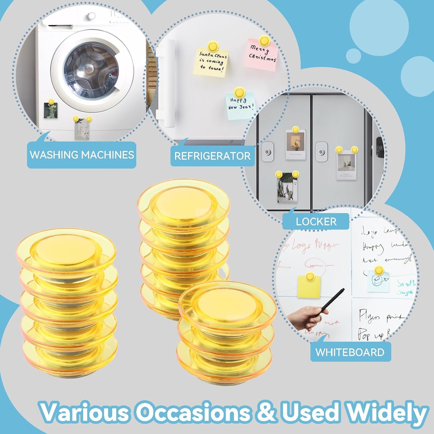 ZDZBLX Fridge Magnets, 28 Pack Strong Magnets for Refrigerator, Whiteboard, Locker, Classroom, Office (Yellow)