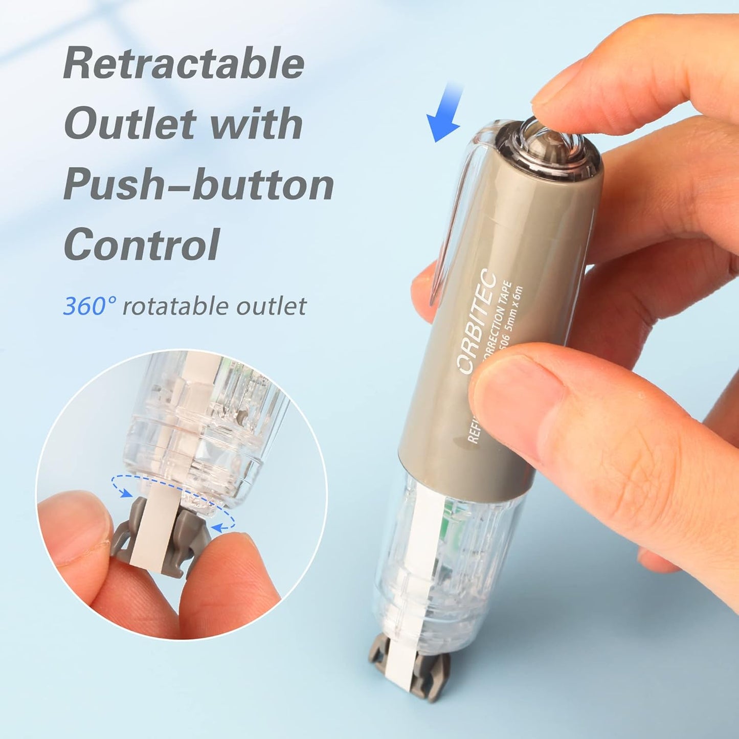 Refillable Retractable Quick Dry White Correction Tape,Mini Small Aesthetic Cute Correction Tape, with Easy to Use Kawaii Pen Shaped Applicator,for School Office Supplies