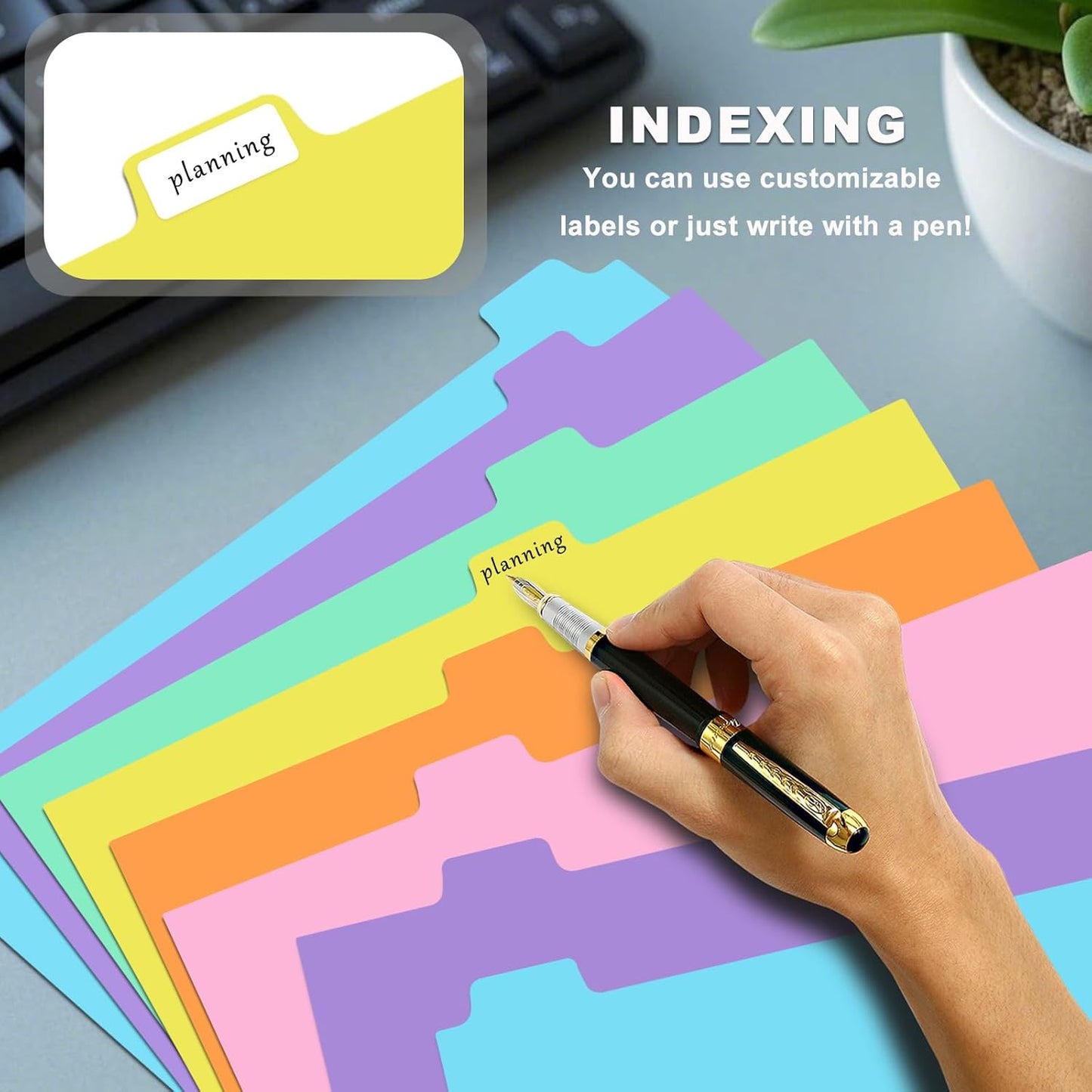 8-tabs 6 Set Binder Dividers with Tabs,Plastic Index with Label,Colorful Dividers for 3 Ring Binder (48)