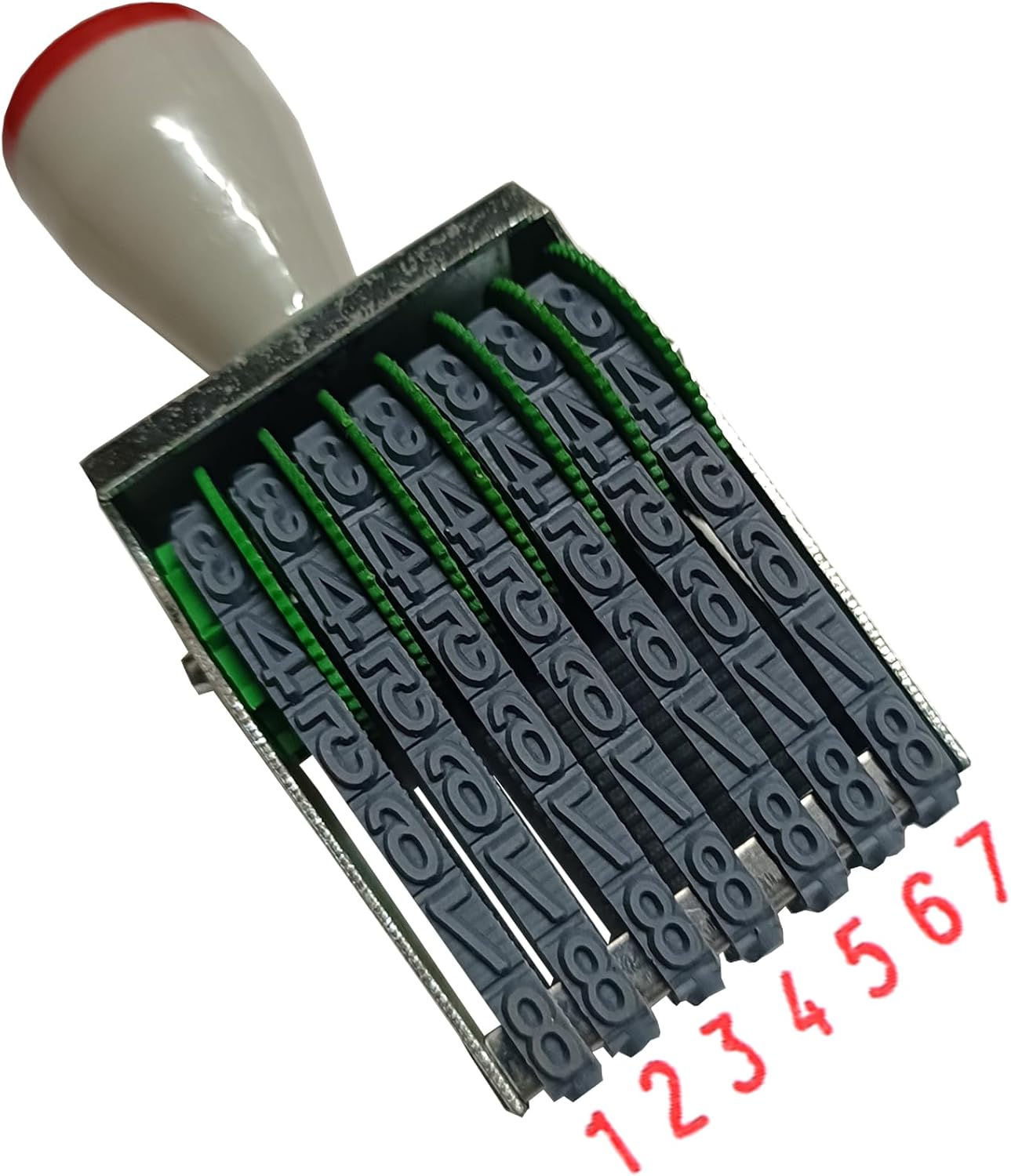 zeng 7 Digits Rubber Number Stamp, Adjustable Number 0-9 and Symbols, Manual DIY Date,Business, Office, 43x7mm Imprint, Ink Not Include