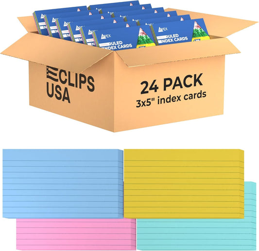 Index Cards 3x5 Bulk, (2400 Cards, Pastel), Colored Flash Cards For Studying, Note Cards, Flashcards, Notecards, 100 Per Pack, (24 Pack)