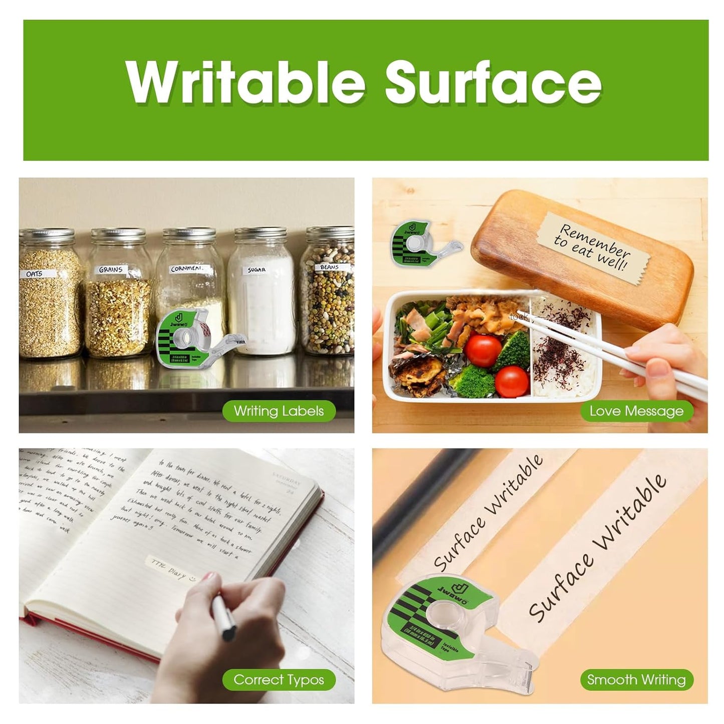 12 Invisible Tape with 12 Refillable Tape Dispenser, Home Office Supplies and Back to School Supplies for College and Classrooms, Matte Finish, 3/4 in x 650 in