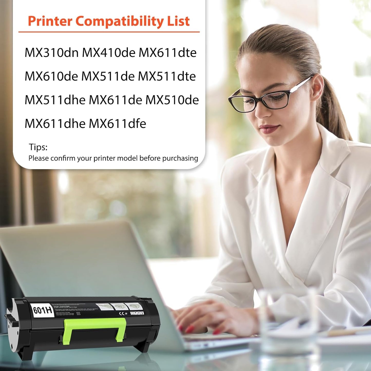 60F1H00 601H Toner Cartridge Compatible Replacement for Lexmark 601H 60F1H00 for MX310dn MX611de MX611dhe MX610de MX511de MX410de MX511dhe MX510de MX511dte MX611dte MX611dfe(10,000 Pages)