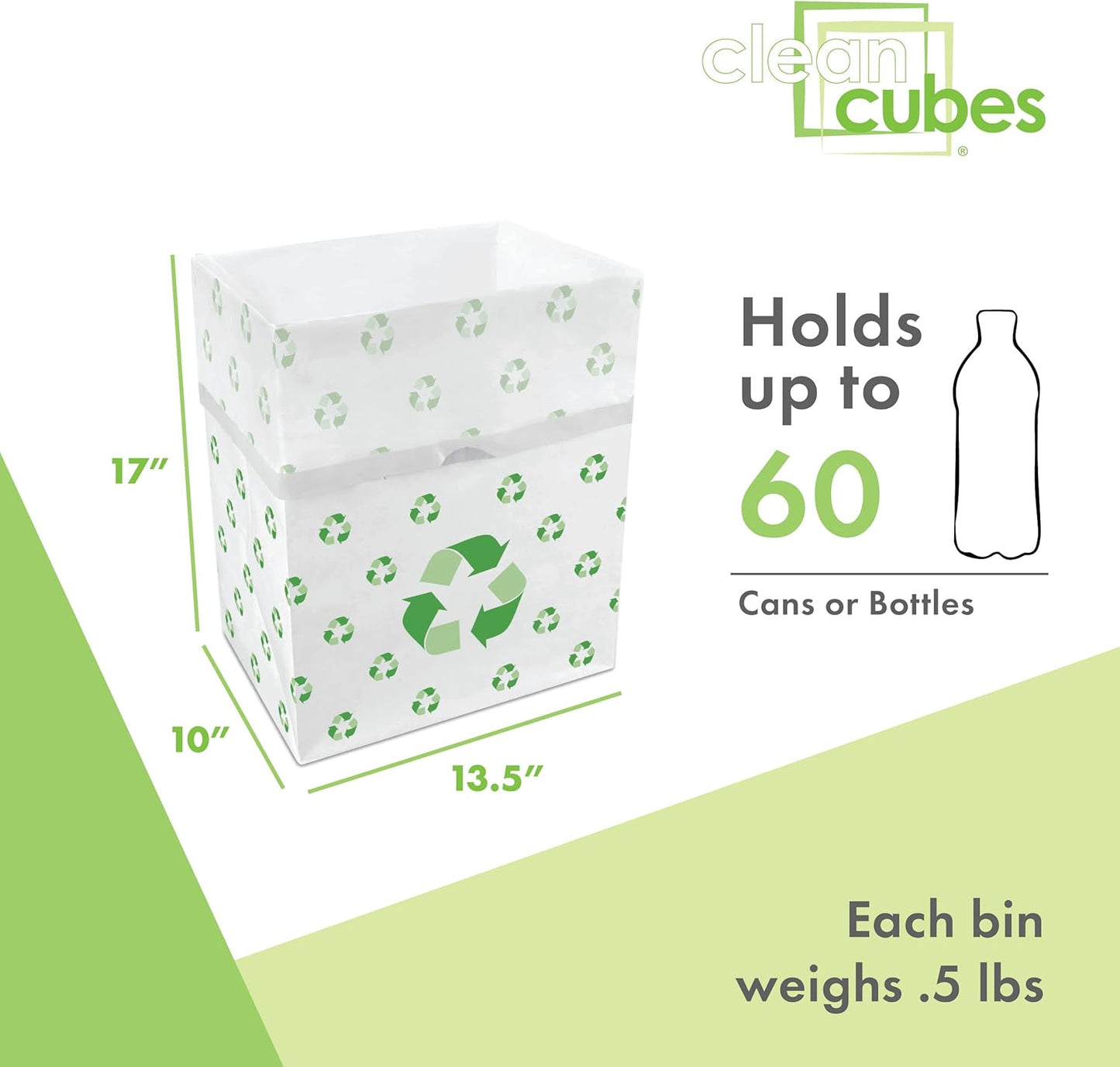 | 13 Gallon Disposable Trash Cans (3-Pack) with Fitted Trash Bags - Reusable Garbage and Recycling Bins for Parties, Events, and More (Recycle- 17" Height x 13.5" Width x 10" Depth)