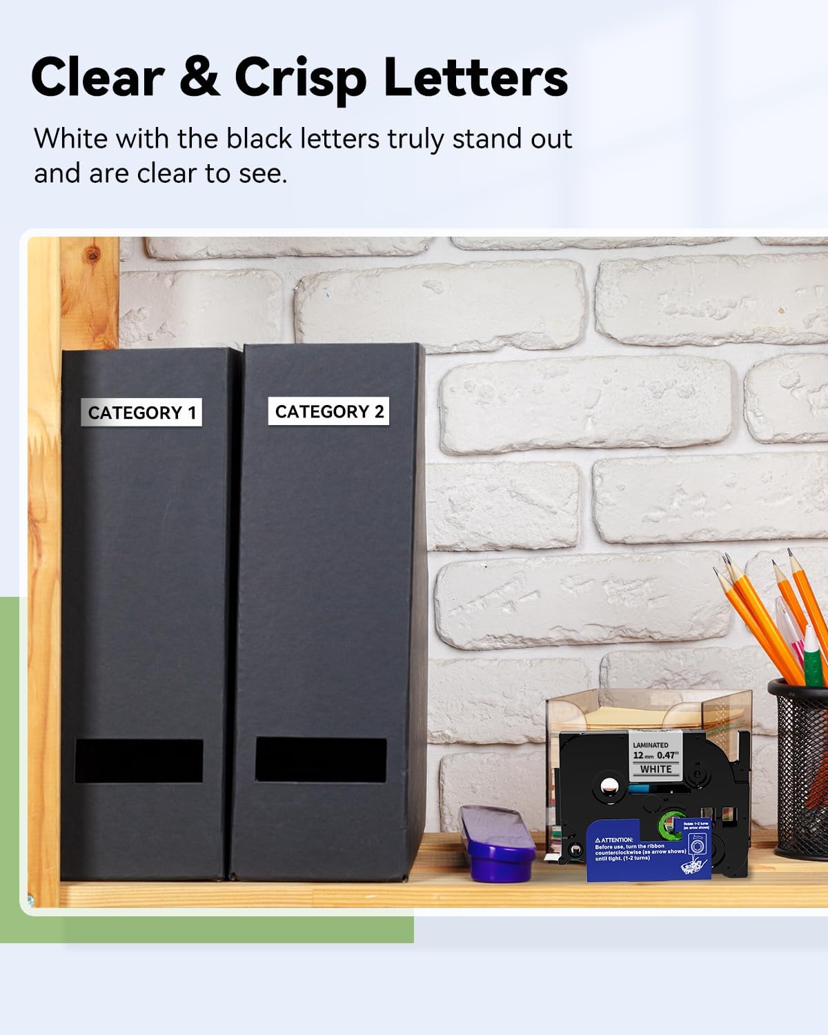 12mm 0.47 Laminated White Tape Tze Tz Label Compatible with Brother P-touch 1/2 Inch Black on White P Touch Label Maker TZe231 for PT-D210 1280 1750 PT-P300BT PT-P700BT Cube Plus Tape, 10-Pack