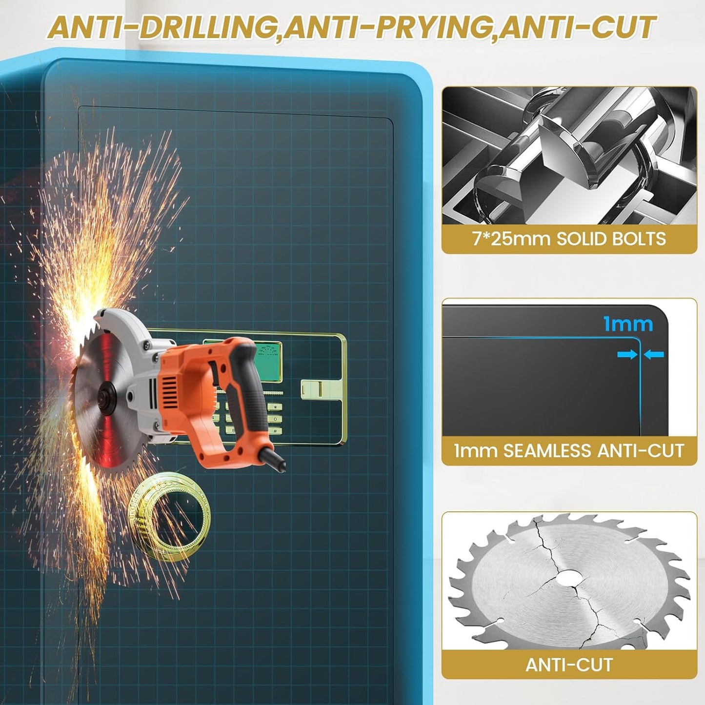 7.0 Cuft Fireproof Safe for Home, Home Safes Water and Fireproof, Safety Box with Digital Combination Lock, Fire and Water Proof Bag, Removable Shelf, Smart Alert, Safe for Money, Valuables