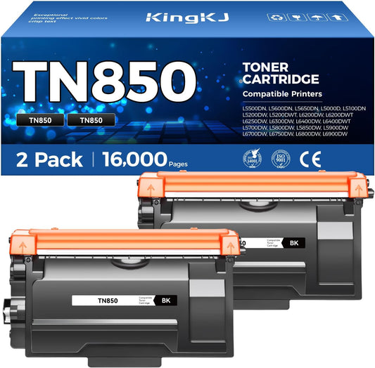TN850 Black Toner Cartridge 2-Pack High Yield Compatible for Brother TN-850 850 Toner HL-L6200DW L6200DWT L5200DW L5100DN L6400DW MFC-L5800DW L5700DW L6700DW L6800DW DCP-L5600DN Printer Ink All-in-One