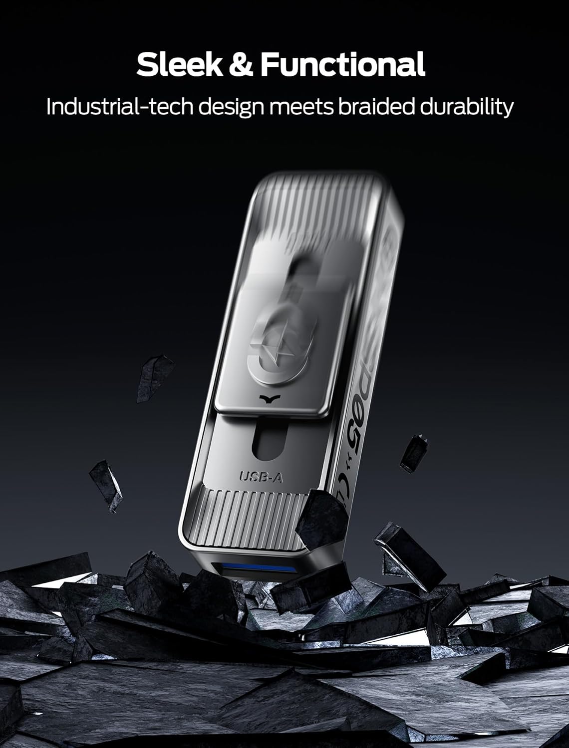 MOVE SPEED 128GB Solid State Drives with Dual Ports & Push-Pull Design — 560MB/s Read Speed, Type C + USB 3.2 Drive Portable ssd for iPhone 15/16/Android/Mac