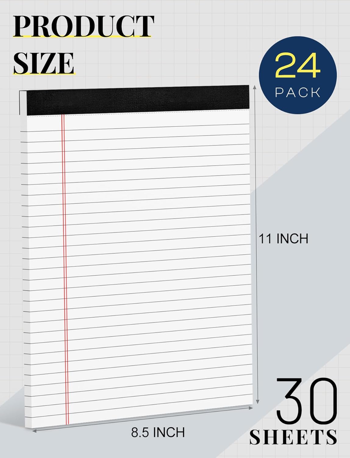 24 Pack Legal Pads 8.5 x 11 White Note Pads 8.5 x 11 Notepads 8.5 x 11 Wide Ruled White Writing Pads of Paper 8.5 x 11 Legal Notepads 8.5 x 11 White Lined Paper Pads 30 Sheets Per Legal Note Pads