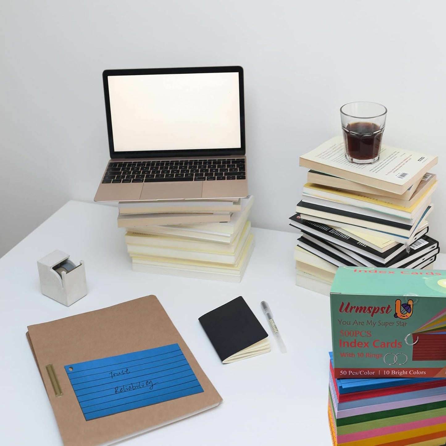 500Pcs Index Cards with 10 Rings, 3 x 5 Inches Ruled Index Cards, Colored Index Flash Cards, Lined on Both Side Colored Notecards for Study, Learning, Memory, Recipe (10 Colors)