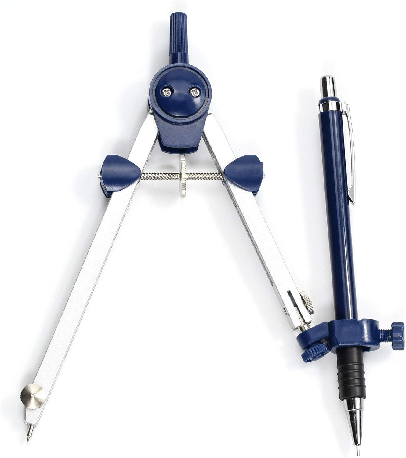 Drawing 9Pc Geometry Set Metal Compass, Geometry Precision Tool for Student, Circle Drawing Tool and Architecture, Drafting Kits for Engineer with Shatterproof Storage Box (Blue)