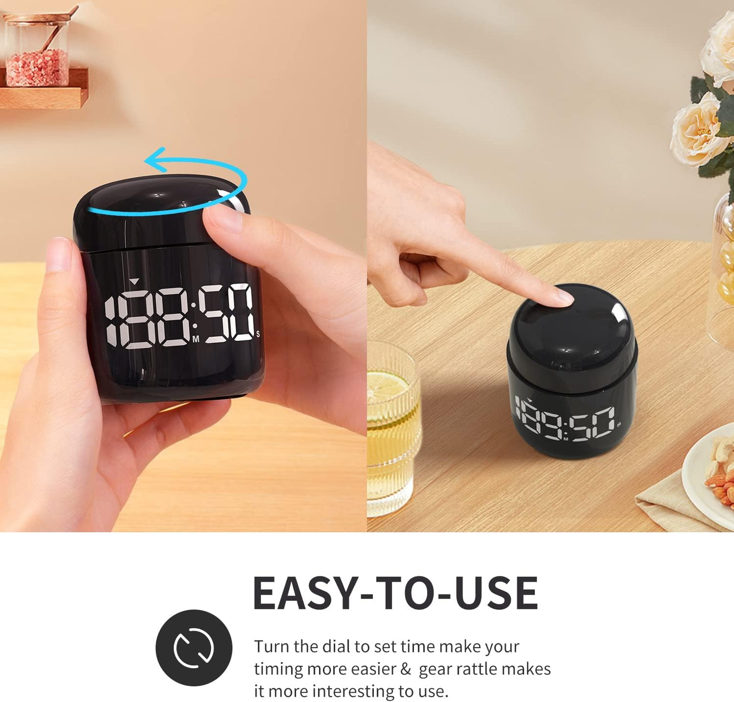Digital Kitchen Timer,Countdown Countup Timer with Large LED Display Volume Adjustment,Timer for Cooking, Classroom Time for Kids and Teachers. (Black)