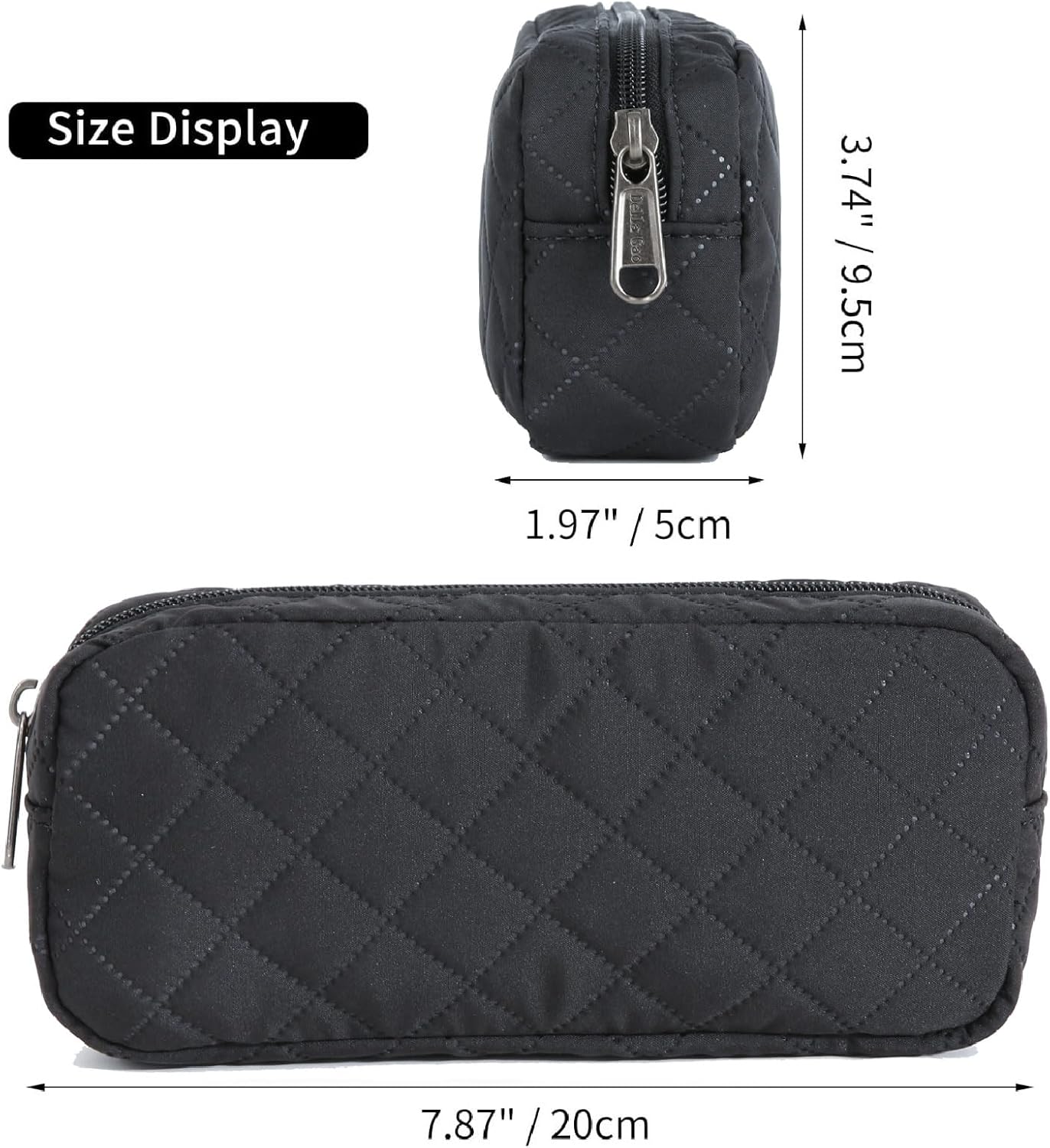 Della Gao Small Pencil Case Large Capacity Pencil Pouch Marker Pen Bag Coin Pouch Office Stationery Organizer (Black sewing)