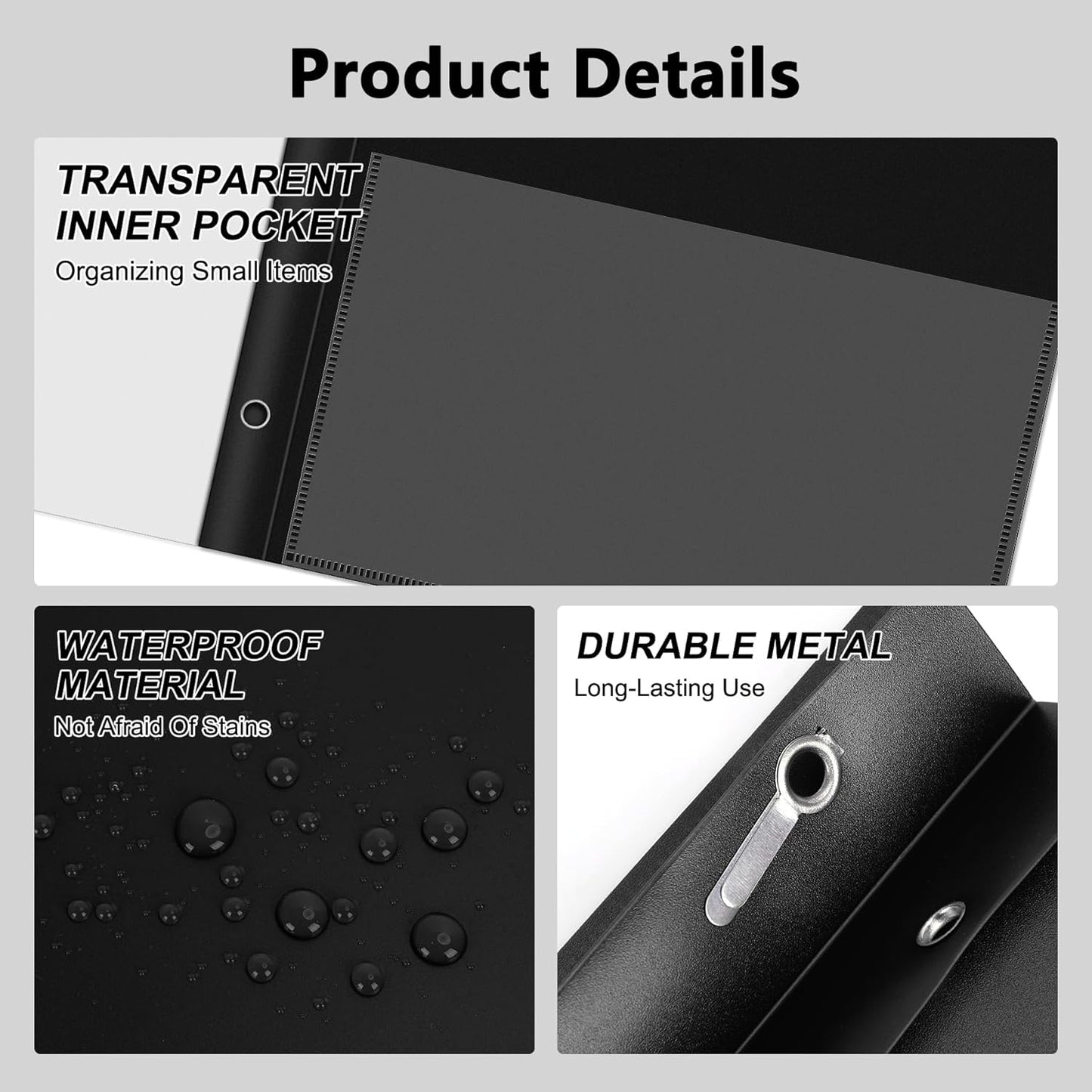 Ndsox 5 Packs Clear Front Report Covers with 3-Prong Fasteners, Plastic Project Presentation Folders Resume Document Covers with Black Back for 8.5" x 11" Letter Size Paper for School Office Business