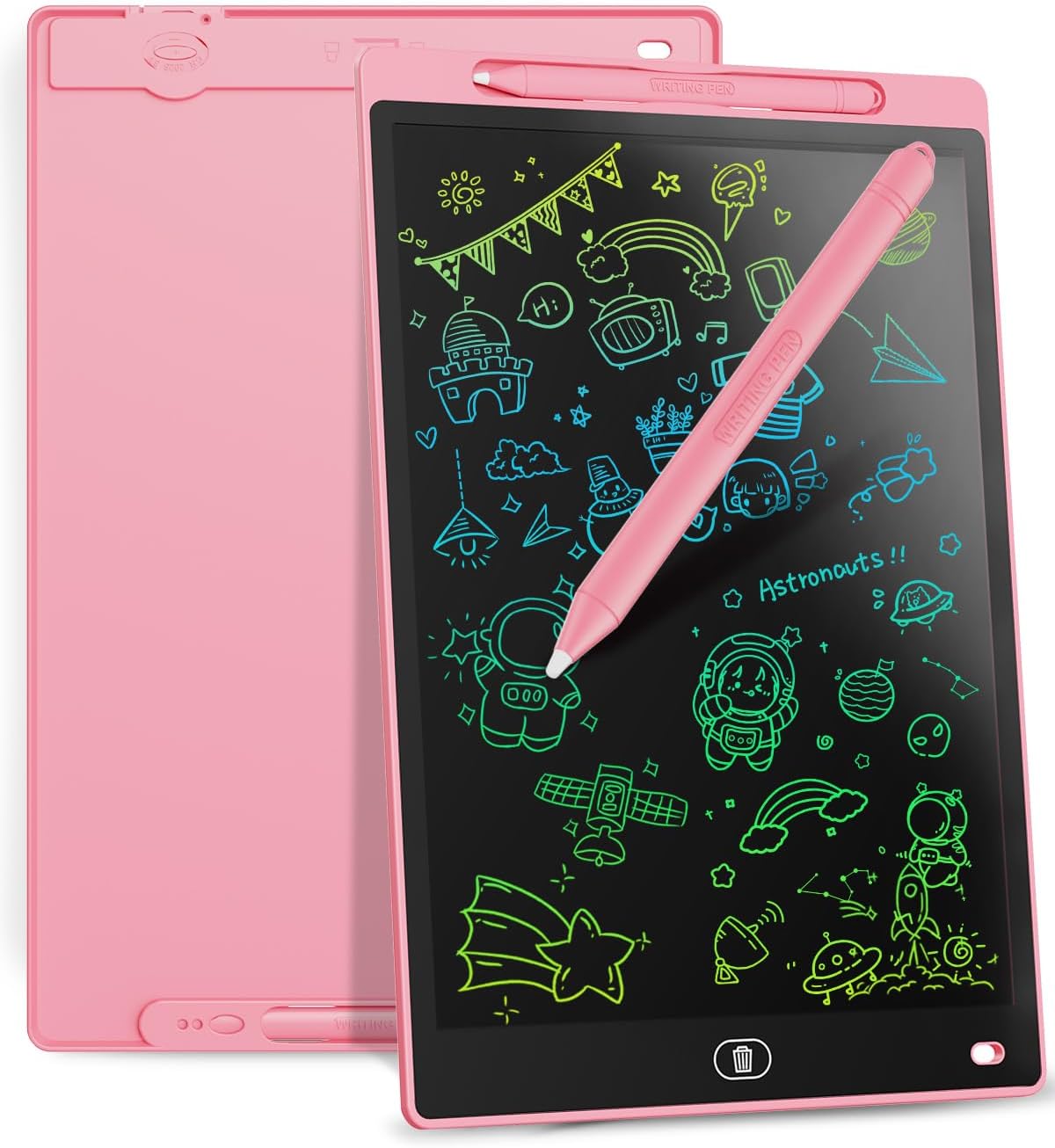 LCD Writing Board 16 Inches, Colourful Electronic Tablet, Portable Erasable Drawing Board, Graphic Tablet for Children's Games 3 4 5 6 7 Year Old Kid Boys Girls (Pink)