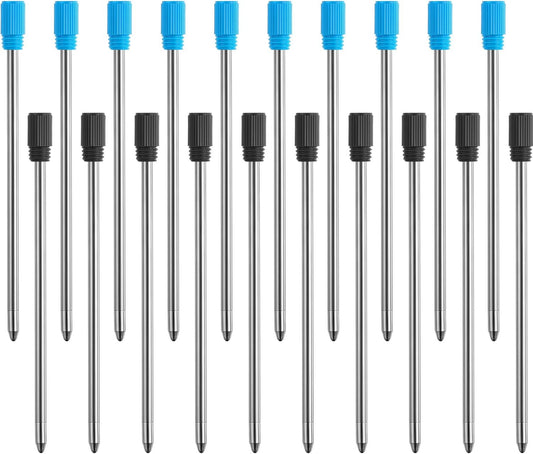 TecUnite 20 Pieces 2.75 Inch Ballpoint Pen Refills for Diamond Crystal Stylus Pens with Black Velvet Bag Supplies(Black and Blue Refill)