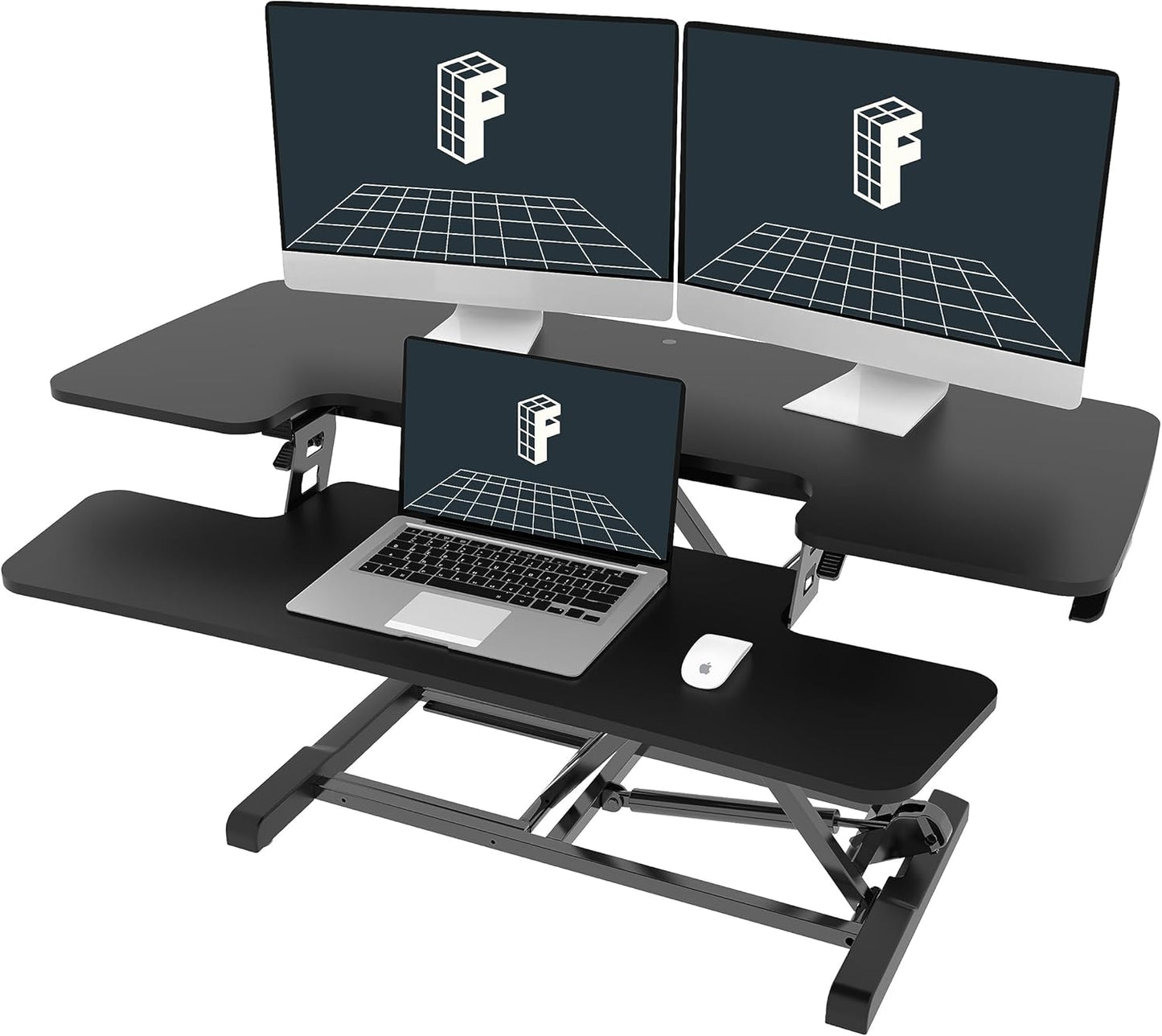 FLEXISPOT Standing Desk Converter 40in Sit to Stand up Desk Riser Height Adjustable Computer Workstation with Spacious 2-Tier Desktop Black