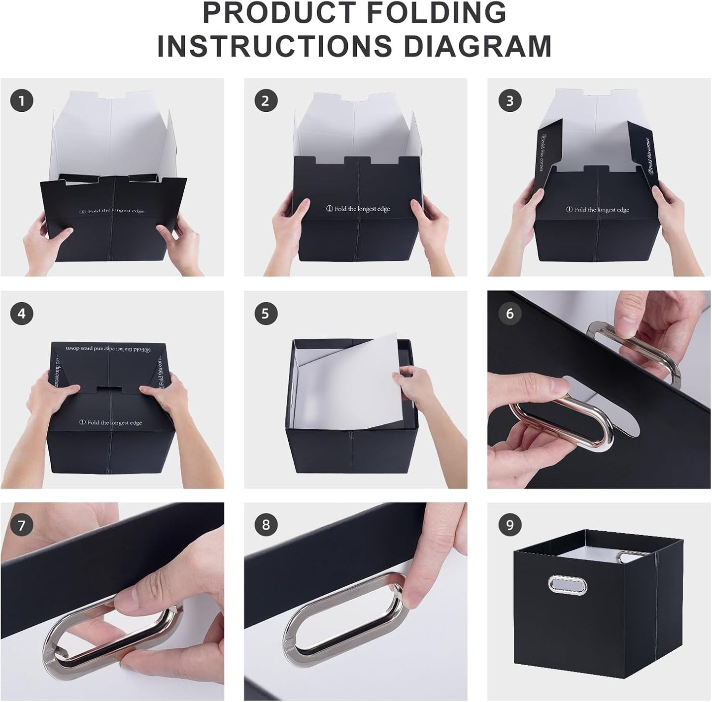 Oterri File Organizer, 1 Pack Large Storage Box, Cardboard File Folder Organizer, Collapsible File Box for Hanging File Folders Letter Size, Portable Filing Organizer with Handle (Black)