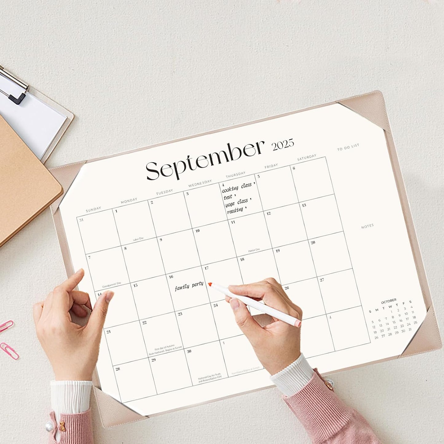 Desk Calendar 2025-2026 with Desk Mat – 22" x 17" Large Desk Pad Calendar Runs From July 2025 to December 2026, Monthly Calendar for Home, Office