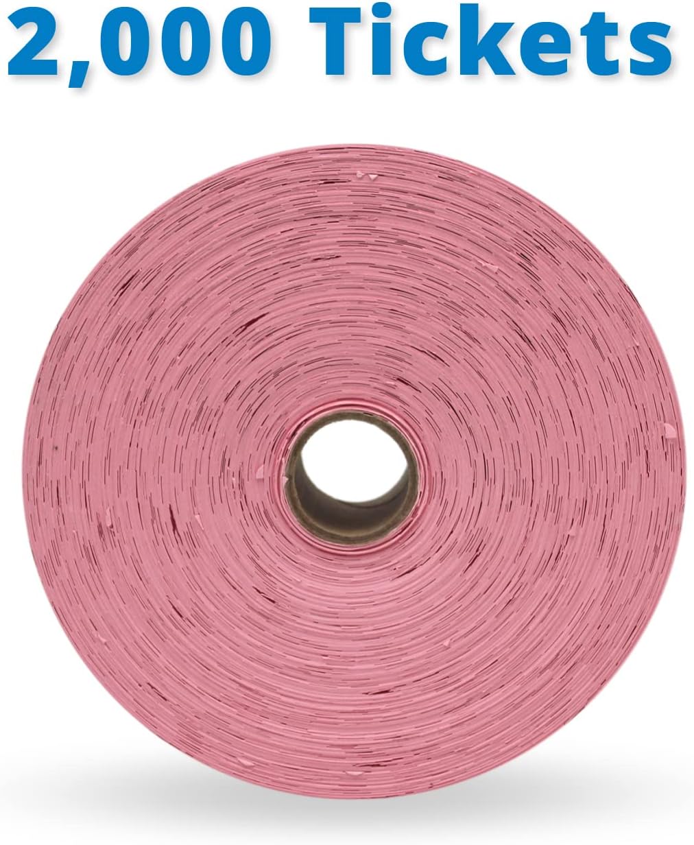 INDIANA TICKET CO. 2,000 Pink Raffle Tickets Double Roll, Premium Quality 50/50 Raffle Tickets, Tickets for Events, Carnivals, Door Prizes, Drinks and More