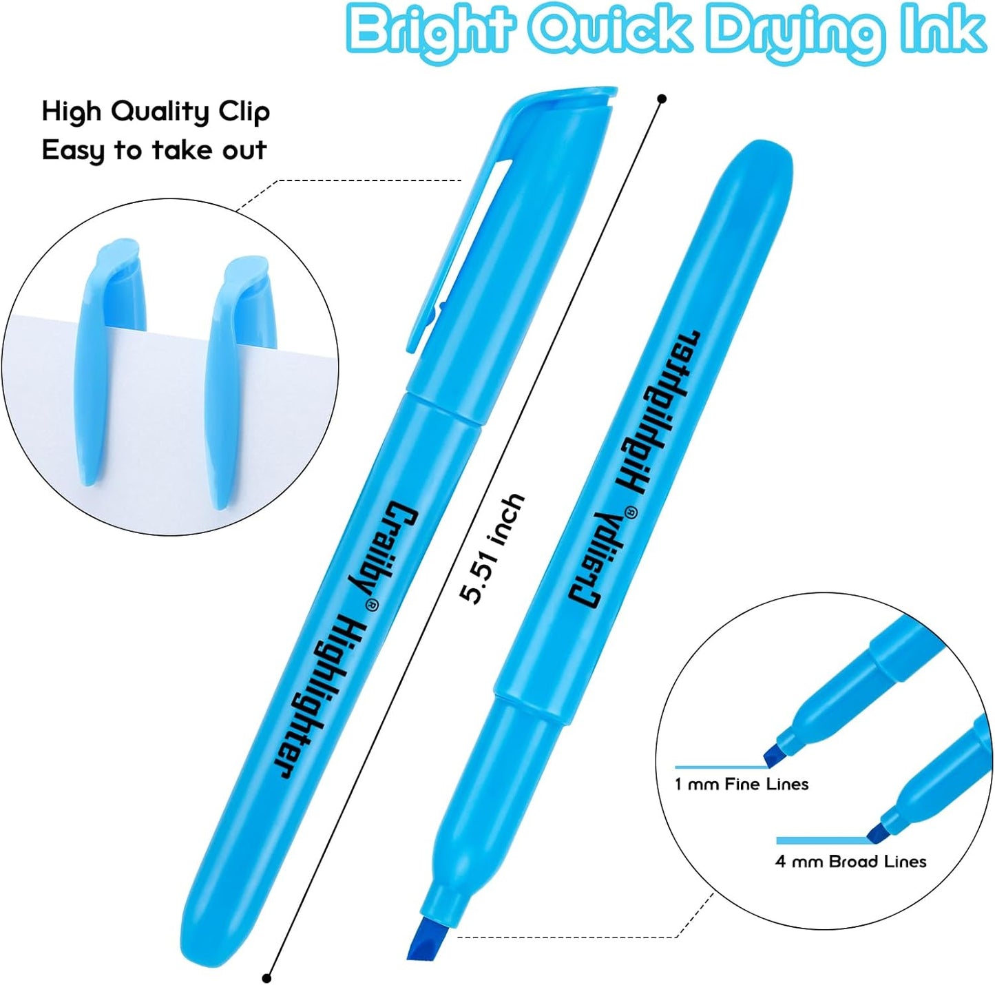 Highlighters, Chisel Tip, No Bleed, Assorted Colors, Dry-Quickly, 108 Count Bulk Pack