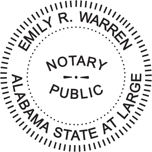 MaxMark Round Notary Stamp for State of Alabama- Self Inking Stamp - Top Brand Unit with Bottom Locking Cover for Longer Lasting Stamp - 5 Year Warranty