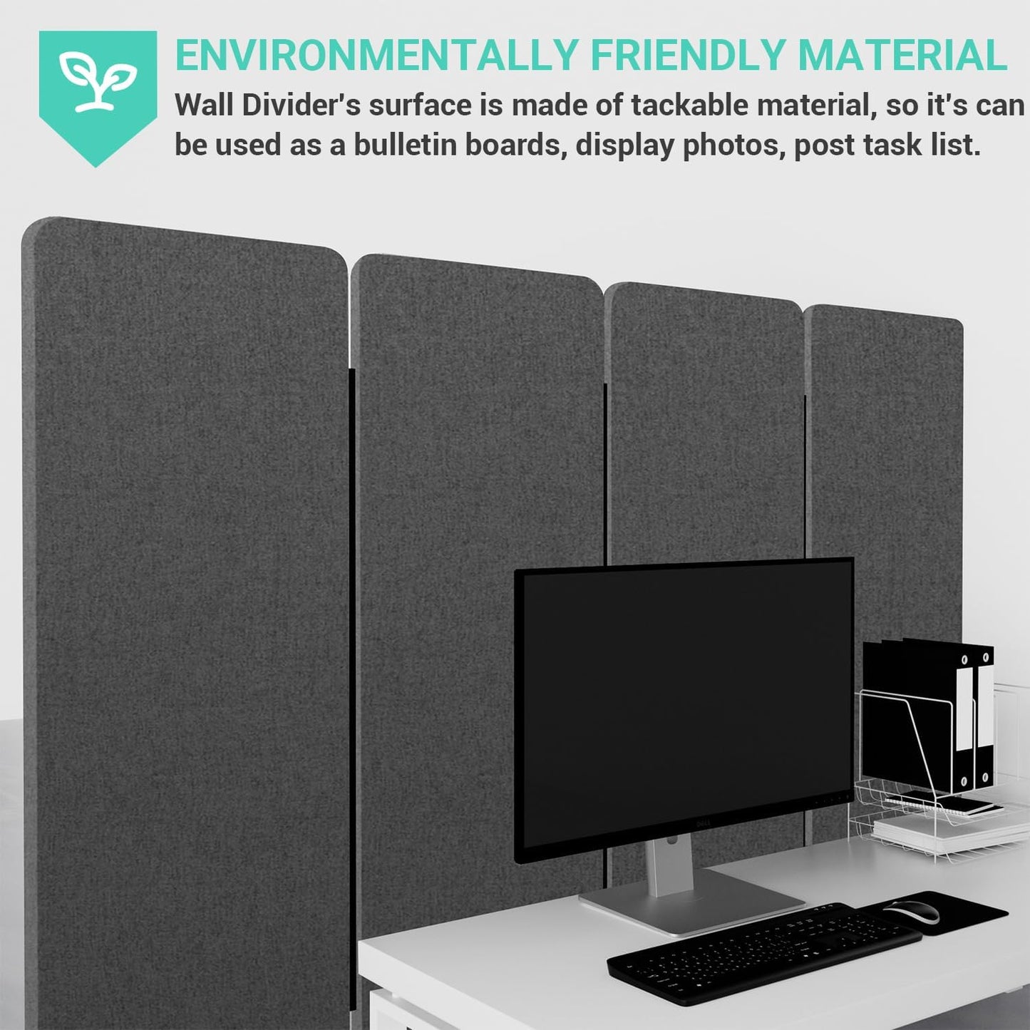 Soundproof Room Divider W/Wheels, 66in Office Dividers for Sound Proofing & Reducing, Sound Proof Dividers for Office Partitions Portable Temporary Wall Acoustic Wall Divider (Cool Grey, 4 Panel)