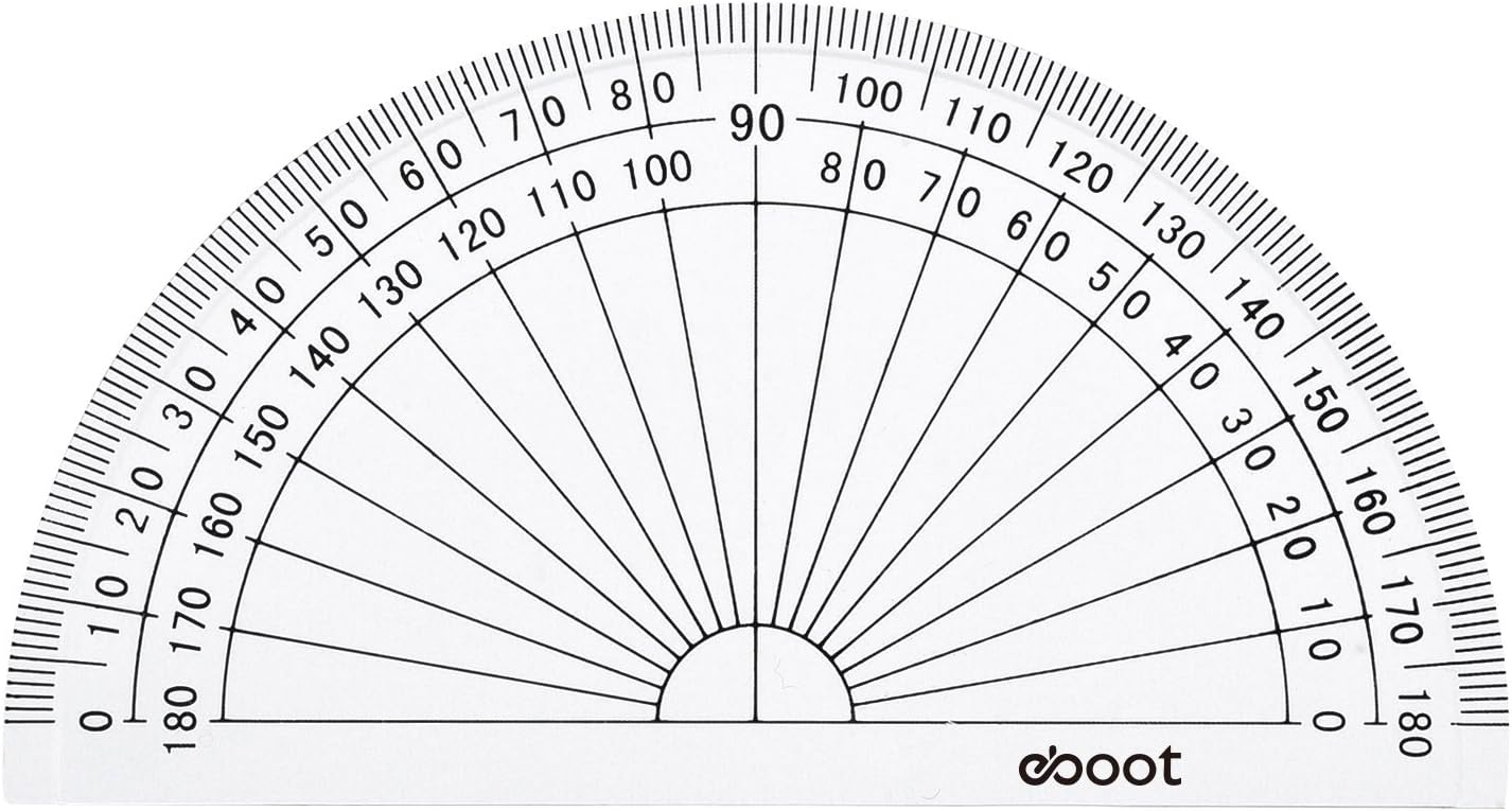 20 Pack Plastic Protractor, 180 Degrees Protractor for Angle Measurement Student Math, 4 Inches, Clear