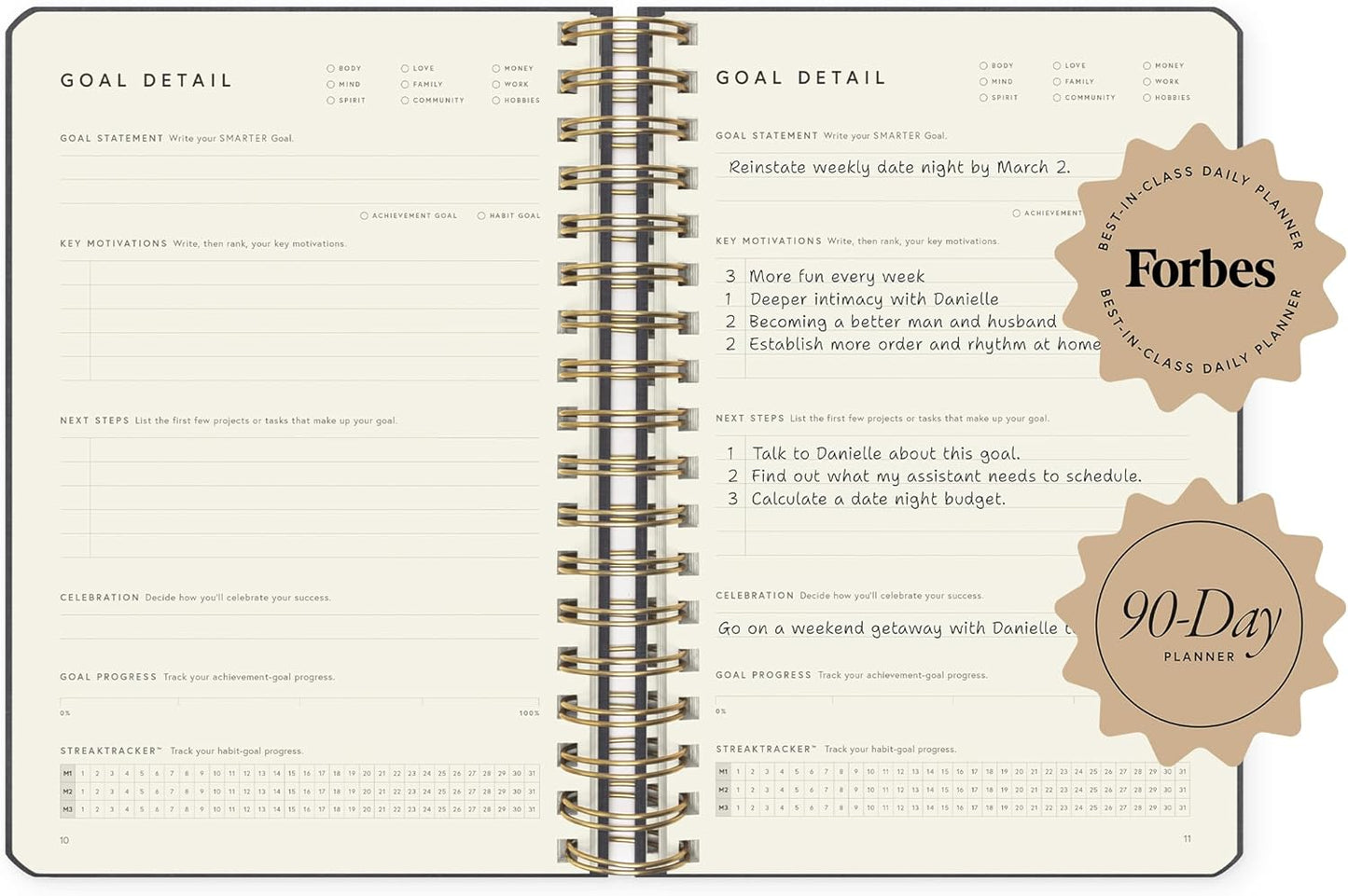 Full Focus Leather Coil Planner by Michael Hyatt - The #1 Daily Planner to Set Annual Goals, Increase Focus, Eliminate Overwhelm, and Achieve Your Biggest Goals - Hardcover (Gray)