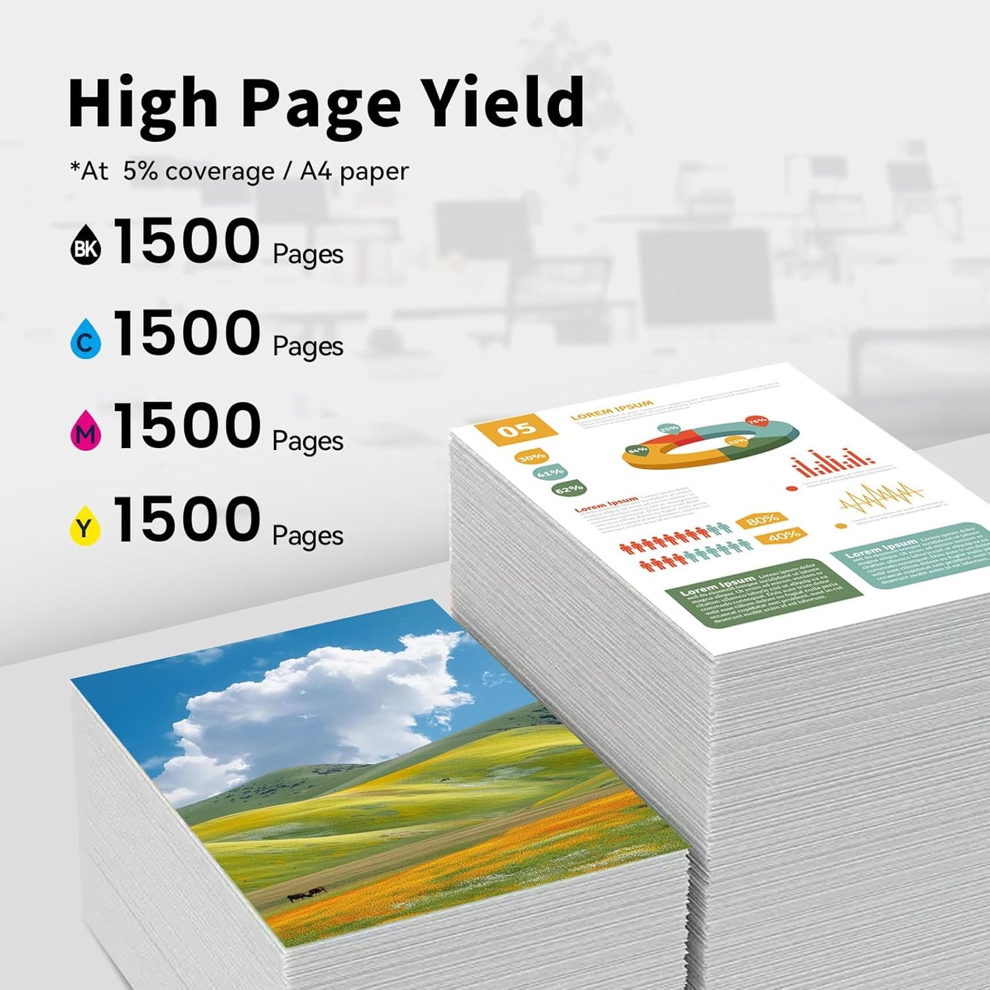C3210 Toner Cartridges 4 Pack (with Chip) Replacement for Lexmark C3210C0 C3210K0 C3210M0 C3210Y0 Toner Cartridge for Lexmark C3224 C3326 C3426 MC3224 MC3326 MC3426 Printer Ink
