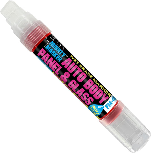 FM-46 Auto Body and Glass Super Jumbo Paint Marker, No-Ghost Formula, Water-Resistant, Valve Action, Removable, Water-Based, 30ml Capacity, Made in USA, Fl. Red 3 Pack