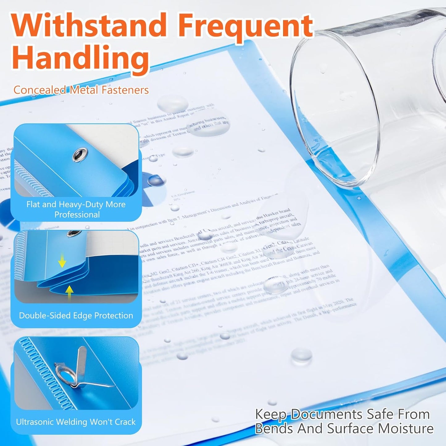 48 Pack Plastic Report Covers with 3 Prongs Presentation Folders Bulk, 100 Sheet Capacity, Clear Front Report Covers for Presentation Document Paper School Office Supplies (Bright Colors)