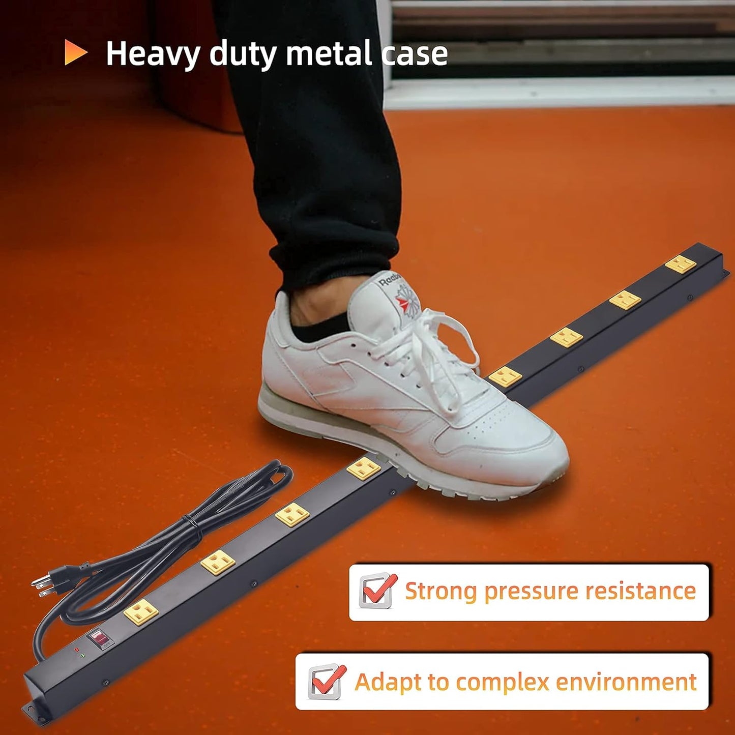 10-Outlet Heavy Duty Power Strip Surge Protector Metal Long Extension Cord 6-Foot, SGS Certified,Black(1000J)…