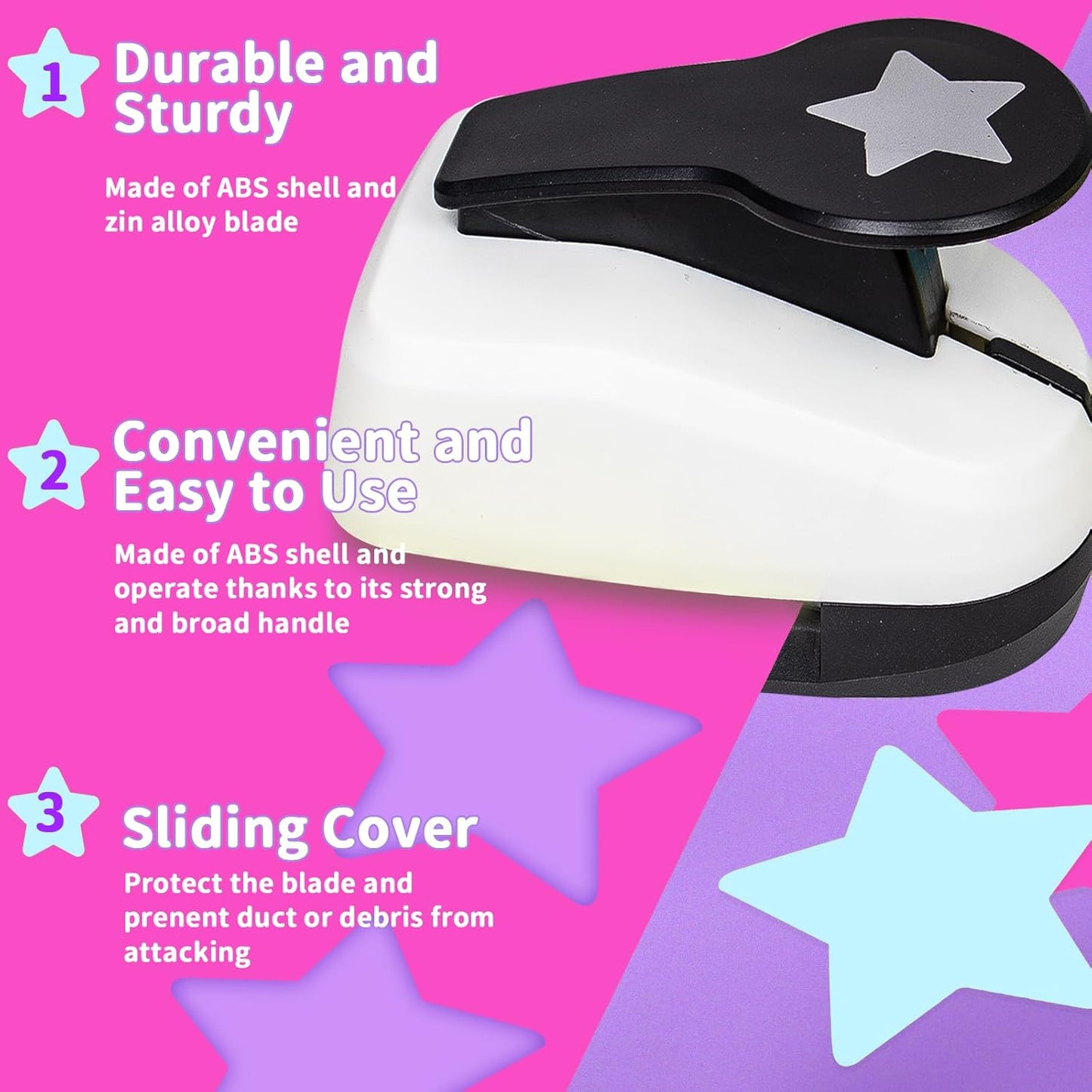 Craft Holes Punch, 2 Inch Star Shape Paper Punchs Scrapbook Punches for Craft, DIY Handmade Paper Punch for Festival and Greeting Card Making