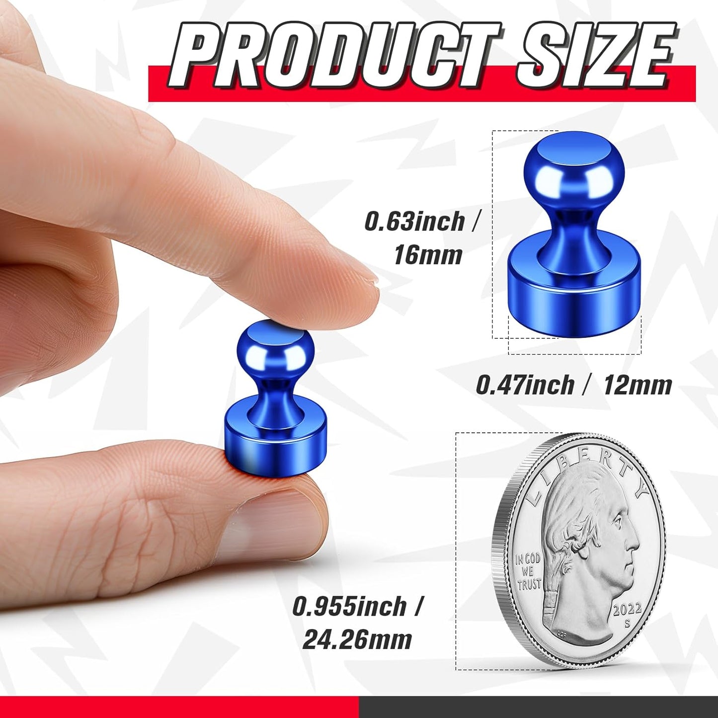 FINDMAG Strong Magnets for Refrigerator, 42 Pack Neodymium Magnets for Whiteboard, Magnetic Push Pins for Dry Erase Board, Locker Accessories, Map, Adults (Colorful)