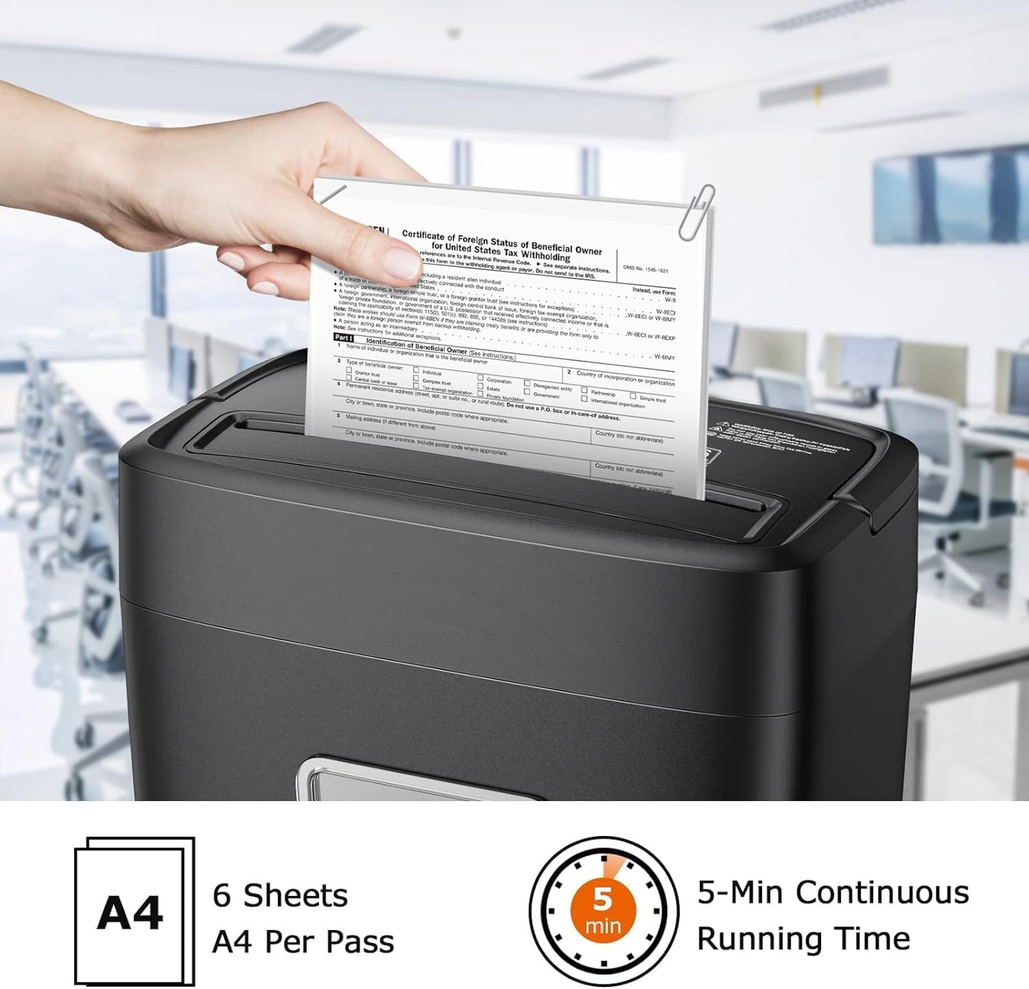 Bonsaii 6 Sheet High Security Micro Cut Paper Shredder, Credit Cards/Mail/Staples/Clips Shredder for Home Use with 4.2 Gallon Bin (C261-D)