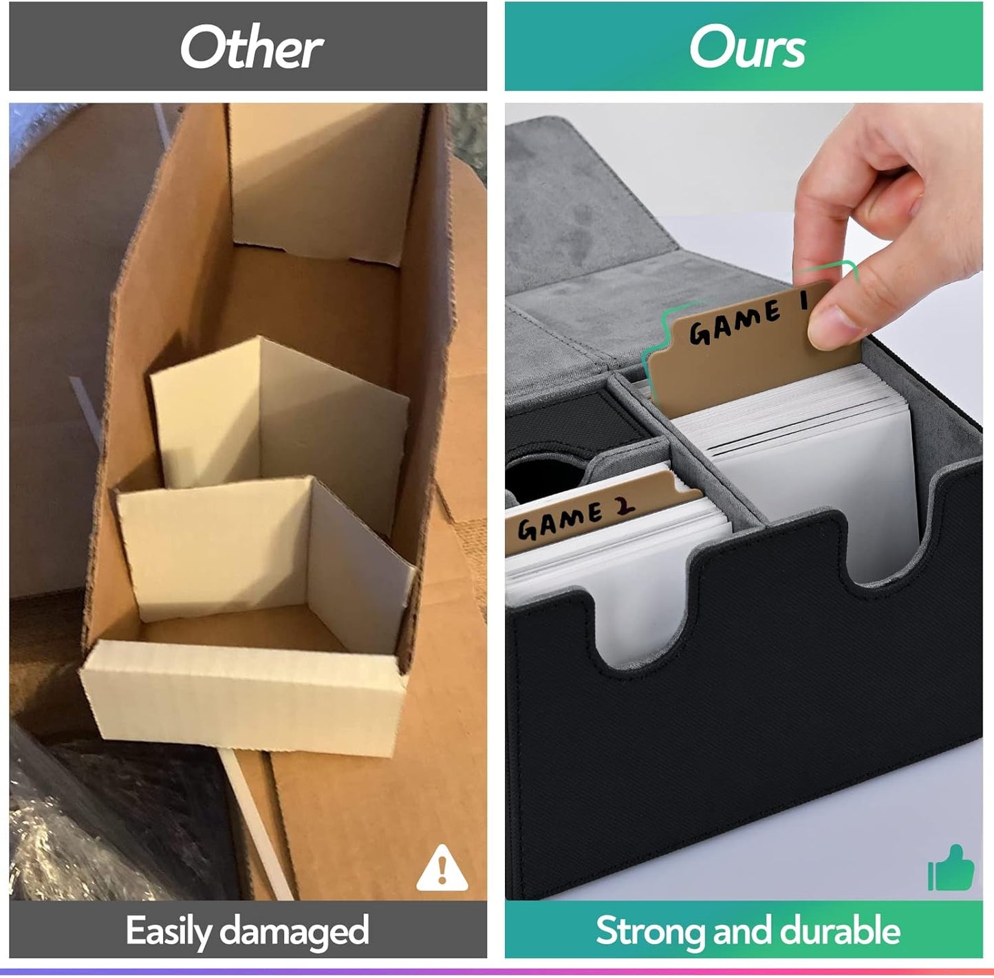 ZLCA 50 Piece Trading Card Dividers, Page Dividers with Tabs, Plastic Separator for Storage Box Record Games Sports Cards, 2.75 x 3.76 Inch (Brown)