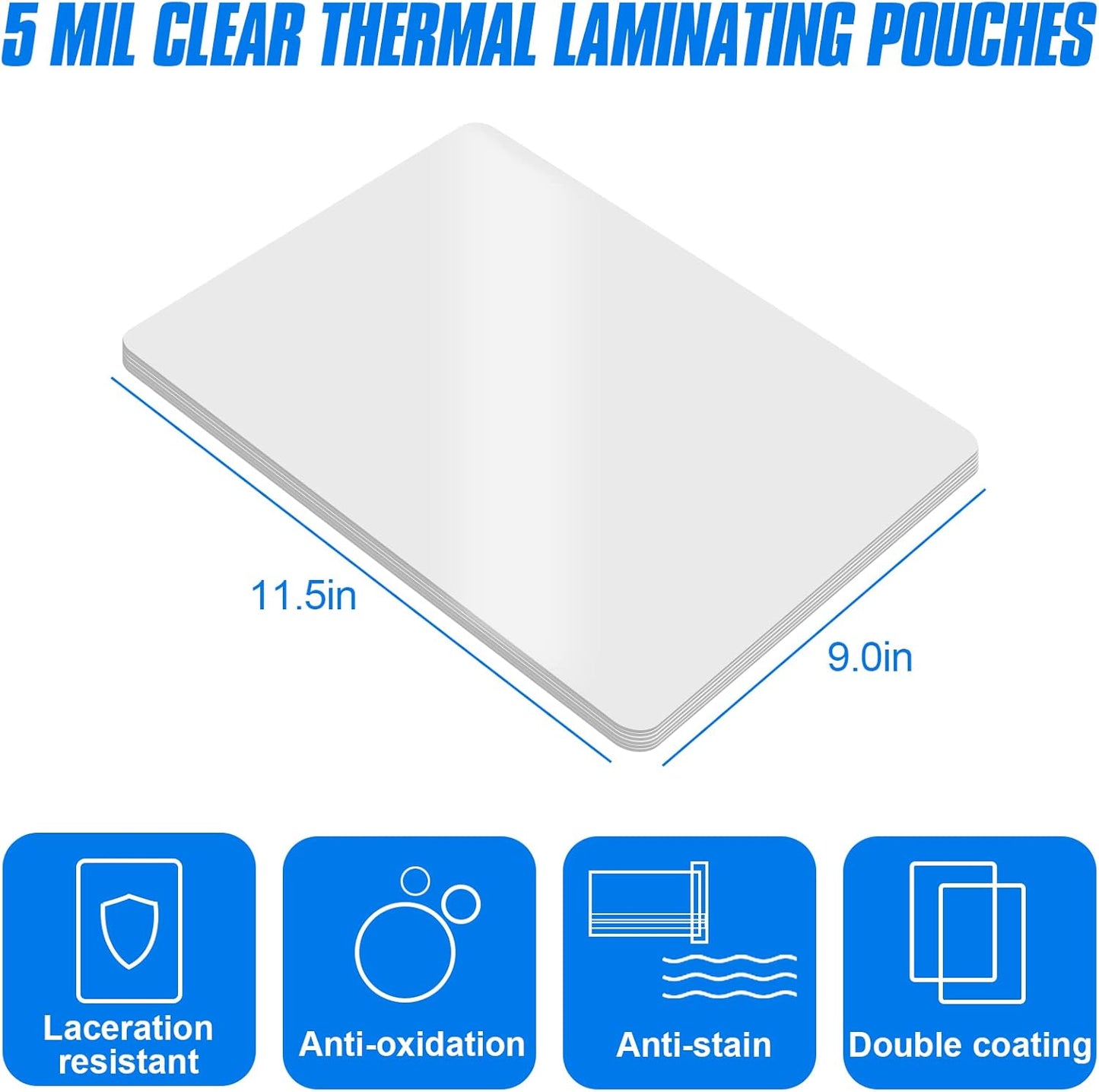 HERKKA 300 Pack Laminating Sheets, Holds 8.5 x 11 Inch Sheets, 5 Mil Clear Thermal Laminating Pouches 9 x 11.5 Inch Lamination Sheet Paper for Laminator, Round Corner Letter Size