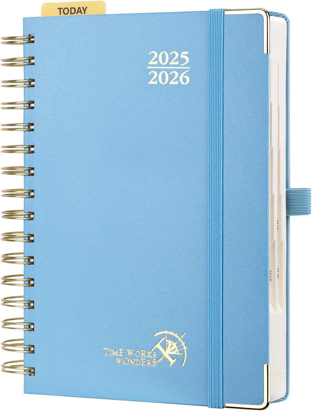 POPRUN Academic Daily Planner 2025-2026 One Page A Day - [5.75" x 8.5"- Spiral Hard Cover], Appointment Book (July 2025 - June 2026) with Monthly Calendar - Haze Blue