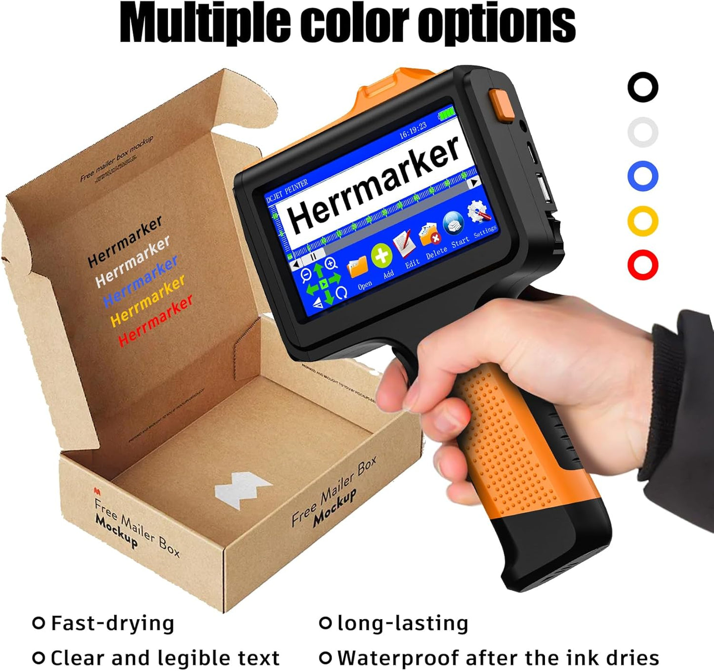 Original New 42ml Quick Dry Ink Cartridge, Replacement Compatible for 0.5inch/12.7mm Handheld Inkjet Printer TIJ314/TIJ990/T1000(Red)