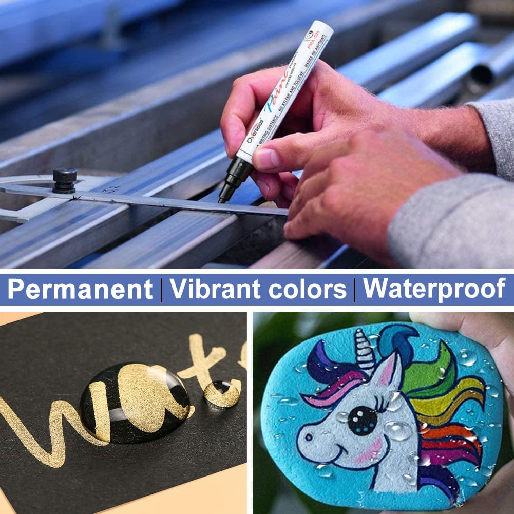 Overseas Permanent Paint Pens Green Markers - 2 Pack Single color Oil Based Paint Markers, Medium Tip, Quick Drying and Waterproof Marker Pen for Metal, Rock Painting, Wood, Plastic, Canvas, Mugs